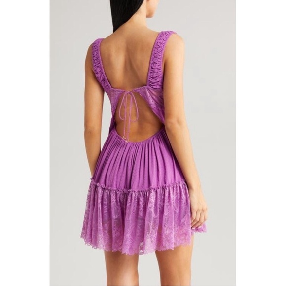 Free People Spring Fling Romantic Lacey Boho Radiant Orchid Romper Sz Medium NWT - Picture 5 of 11
